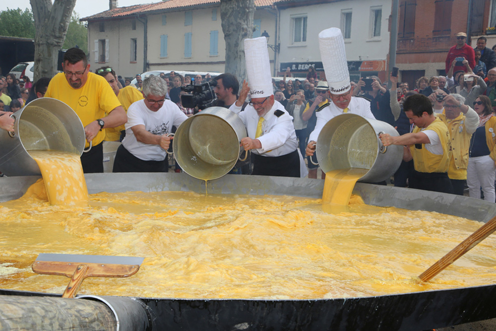 Giant omelette festival in Bressieres