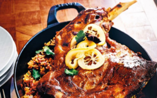 Lamb confit with olives, lemon & bulgur