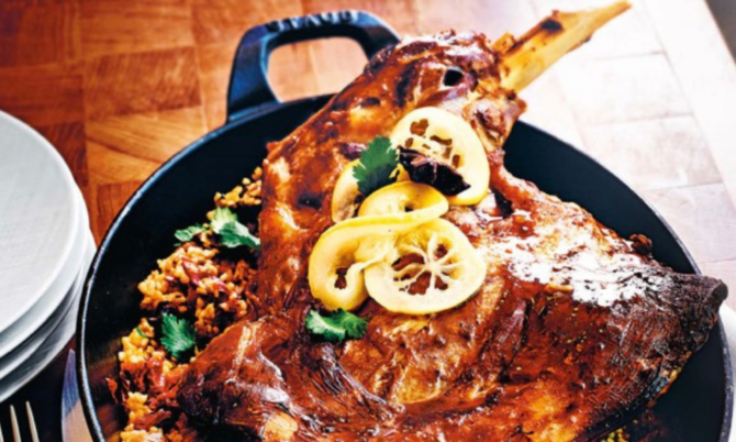 Lamb confit with olives, lemon & bulgur