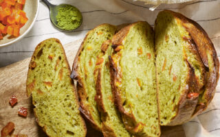 Matcha and candied orange bread