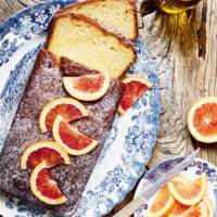 Olive oil and blood orange loaf portrait photo