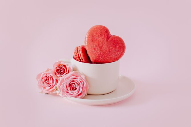 Raspberry Heart-Shaped Macarons