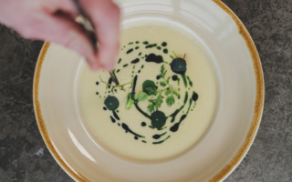 Garden leek velouté with chive oil