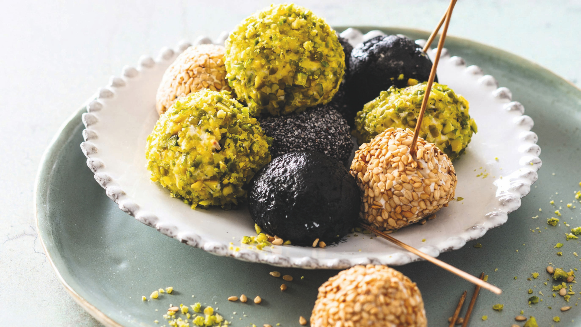 Fresh sheep’s milk cheese balls