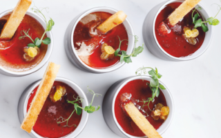 Duck liver flan with port coulis