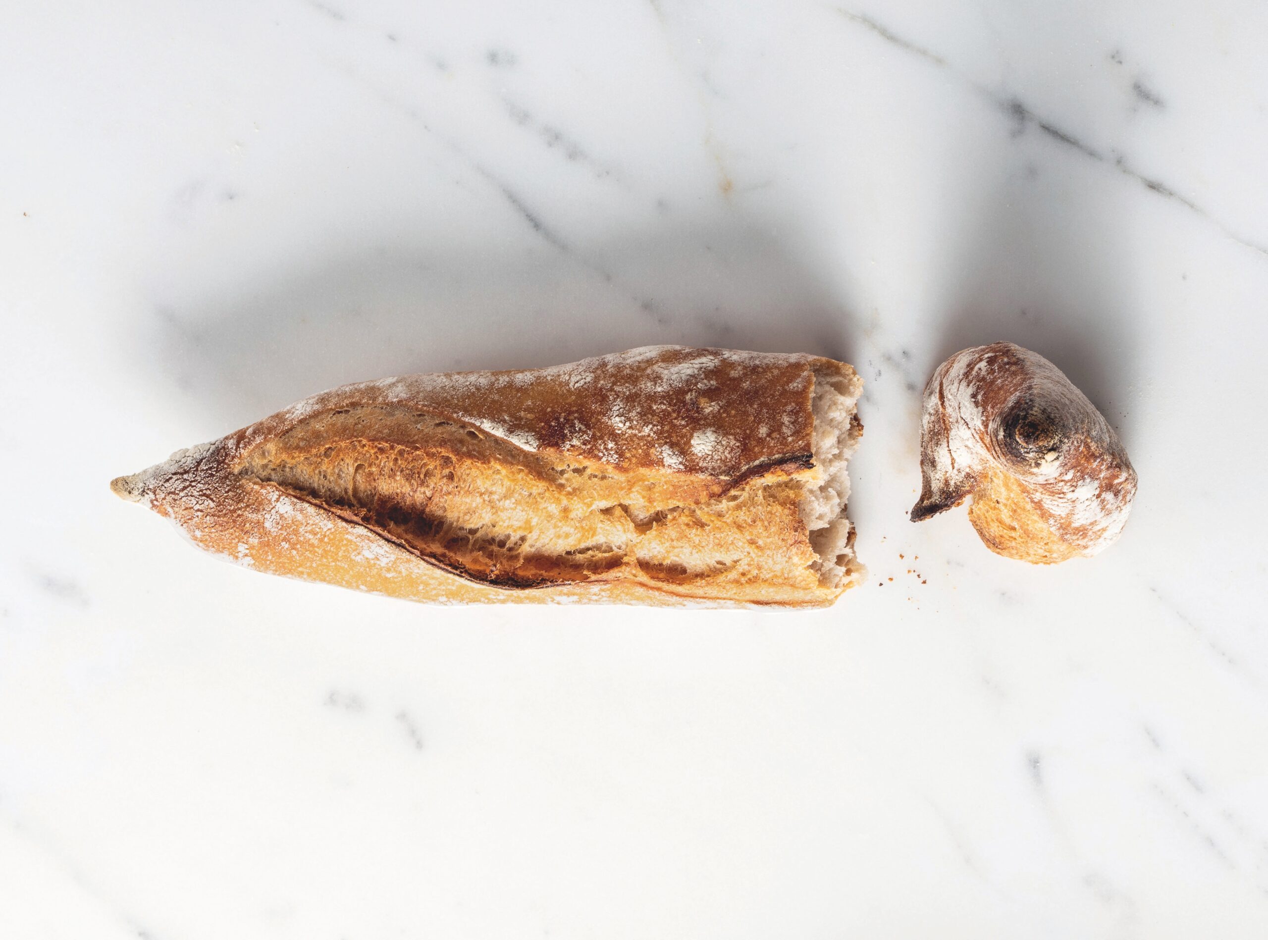 Rustic sourdough baguettes