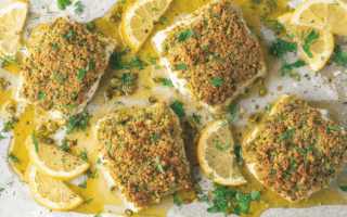 Cod loins with pistachio crust