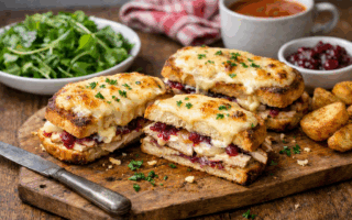 Leftover Turkey, Brie and Cranberry Croque Monsieur