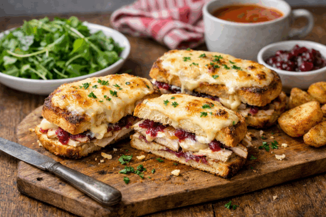 Leftover Turkey, Brie and Cranberry Croque Monsieur