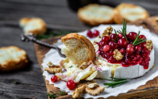 Baked Camembert with cranberries & walnuts