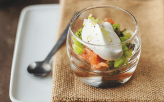Salmon, kiwi & crème fraîche verrines