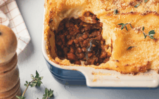 Lentil & aubergine Parmentier