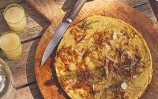 Crispy Fennel Seed Socca with Caramelised Onions