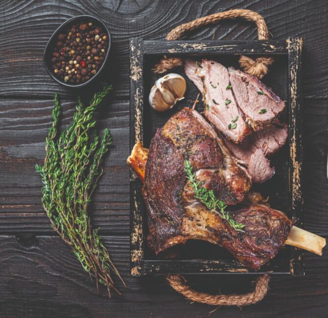 Leg of Lamb with Cider and Crème Fraîche Sauce