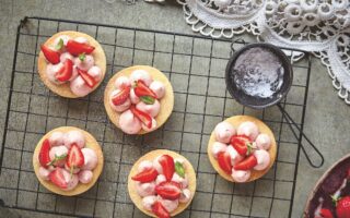 Sablé Biscuits with Strawberry Crémeux and Basil