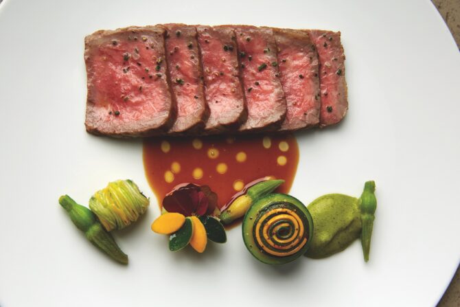 Black Angus Sirloin Steak with Courgette Five Ways
